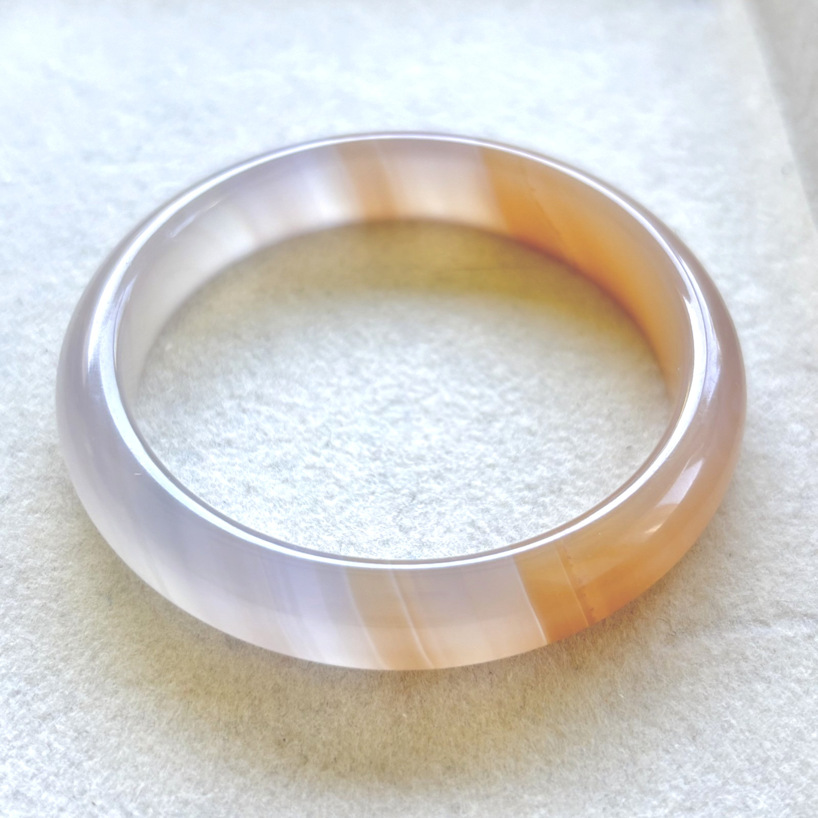 54mm Natural Beige Lace Agate Carnelian Bangle Banded Crystal Healing Bracelet