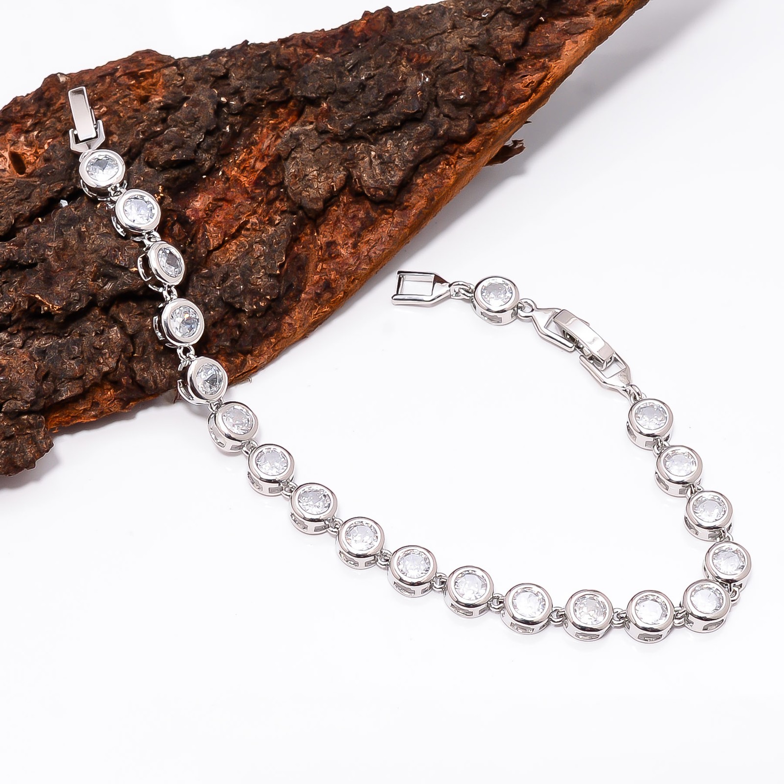 White Topaz 925 Sterling Silver Adjustable Bracelet 7-8″ B126926, Gift for her