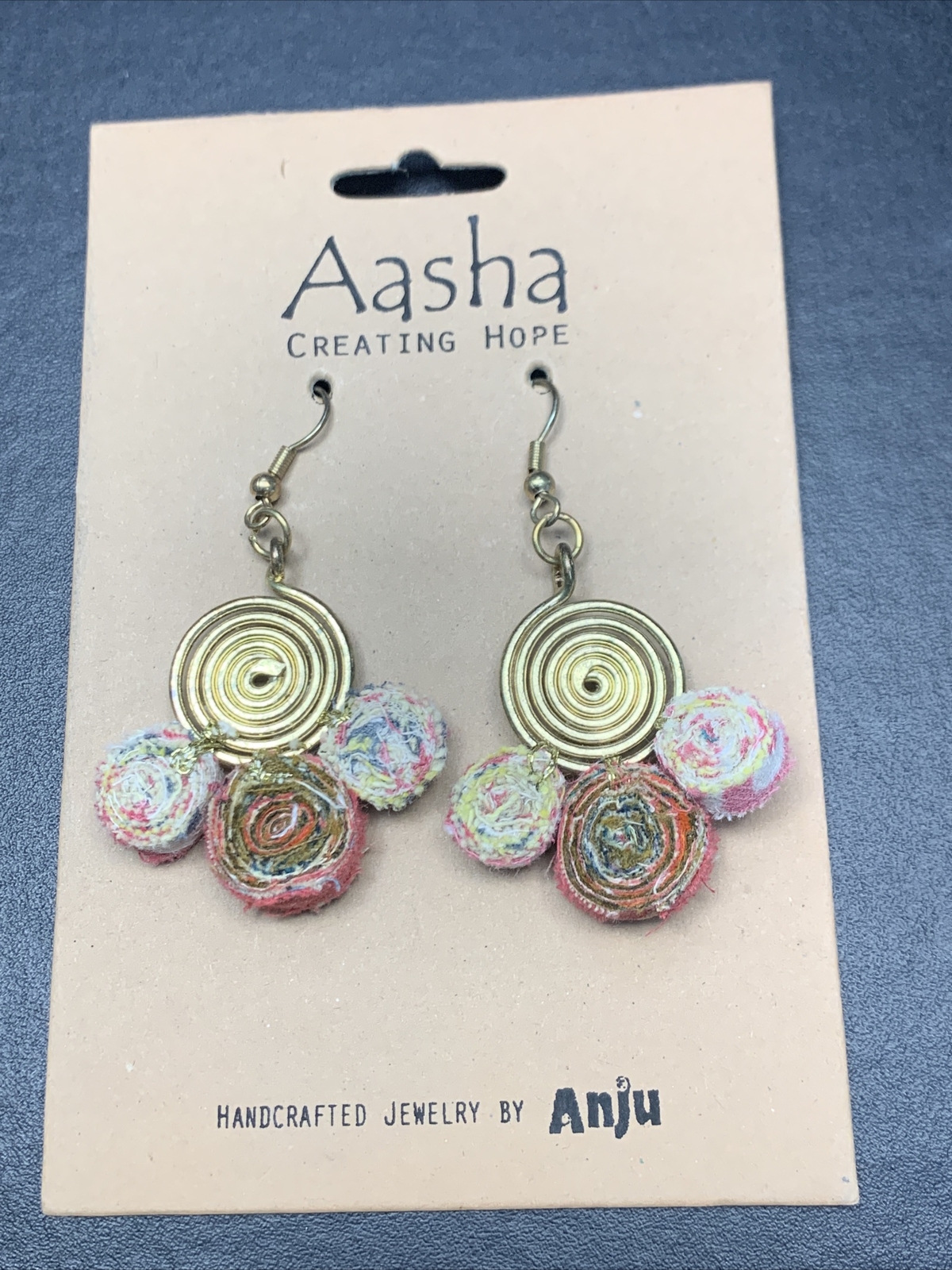 Aasha By Anju Collection Sari Earrings Artisan Handcrafted In India Gold Tone