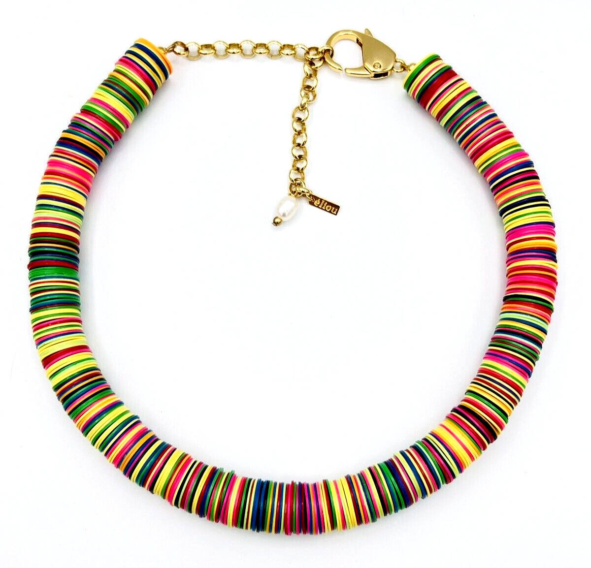 ÉLIOU Women’s Poma Necklace 14K Gold Plated Multicolor Discs