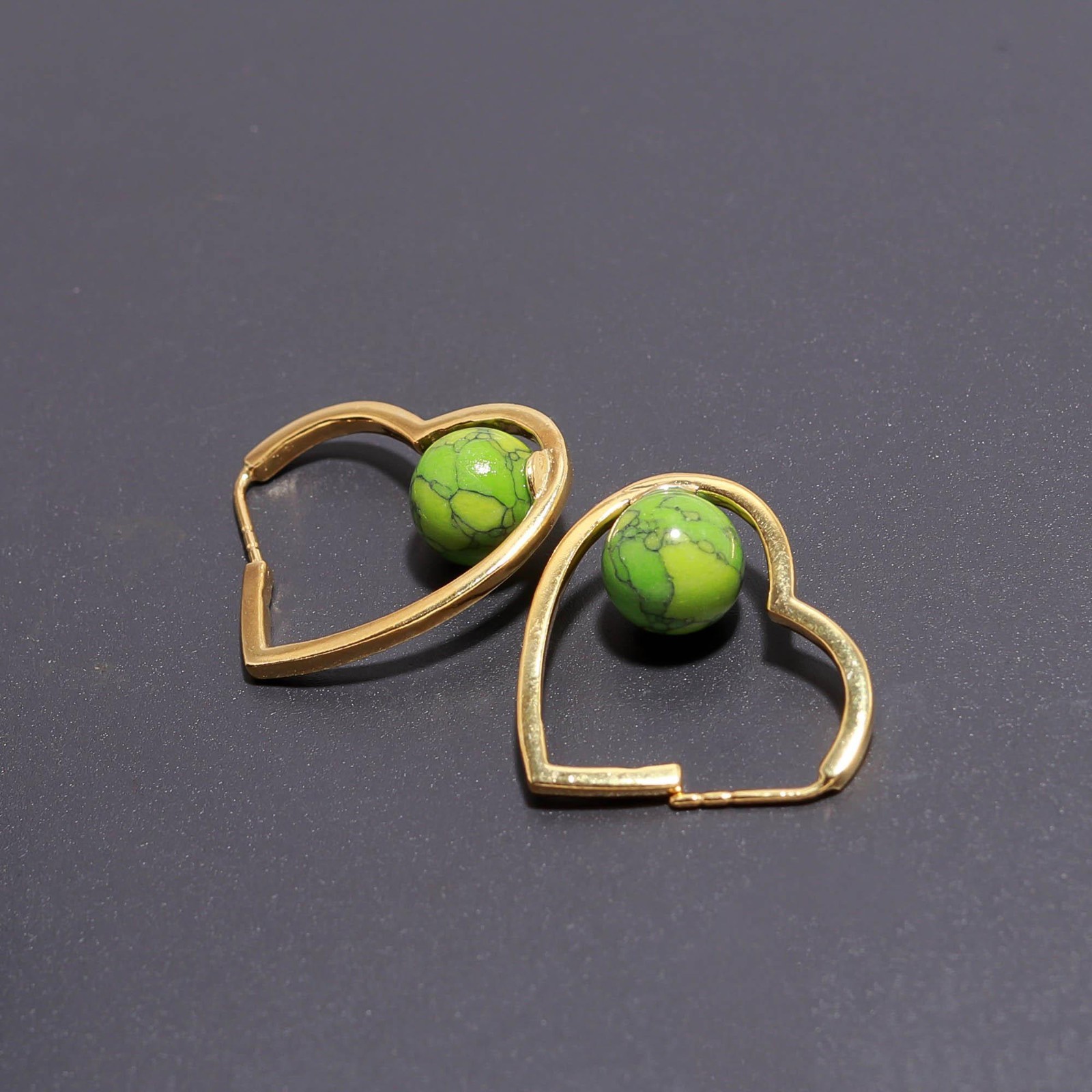 100% Natural Jasper Ball Dangle Earrings Gold Plated 925 Sterling Silver Jewelry