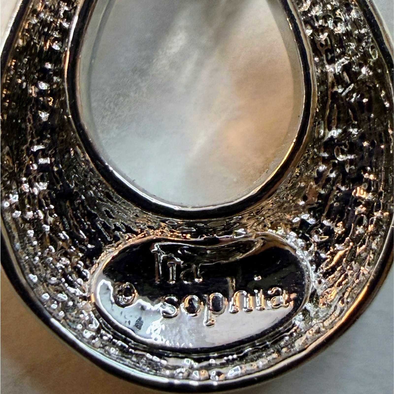 Lia Sophia Silver Teardrop Pendant Necklace Black Cord Open Infinity Loop Twist