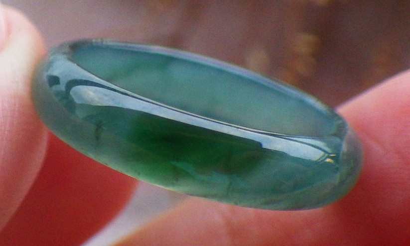 Video Certified Green Natural A Jadeite Jade Round Circle Ring NO. 8 # 121744 TS