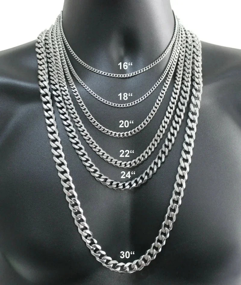 Sterling Silver Necklace 925 Solid 2-12mm Face Chain Lobster Clasp Men Jewelry