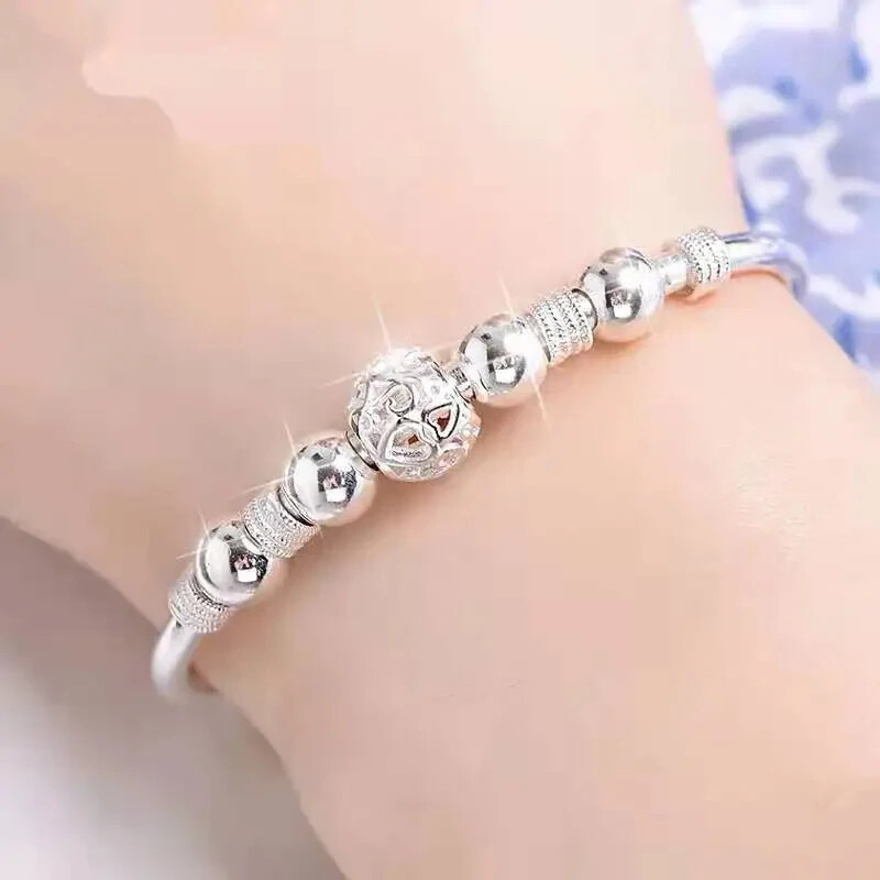 CHSHINE 925 Sterling Silver Charm lucky beads Bangles bracelets fashion jewelry