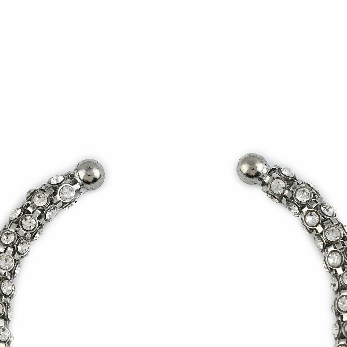 Black & White Sterling Silver Crystal Bangle Cuff Bracelet For Women Size 7″