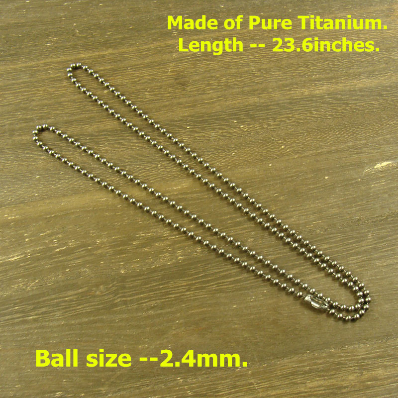 23.6″ Pure Titanium anti-allergy Necklace 2.4mm Military Army Ball Bead chain