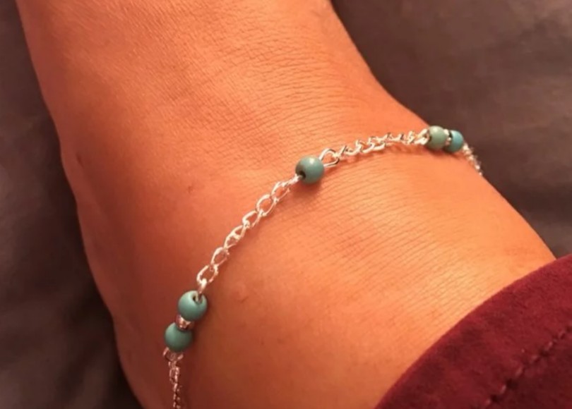Women’s Fashion Jewelry 925 Silver Plated Turquoise Blue Anklet Bracelet 17-2