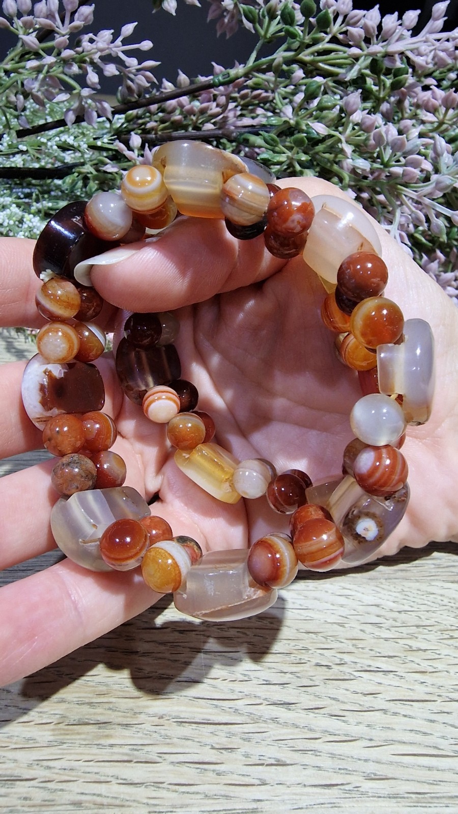 Carnelian Agate Crystal Soft Bangle Bracelet 18mm Elasticated