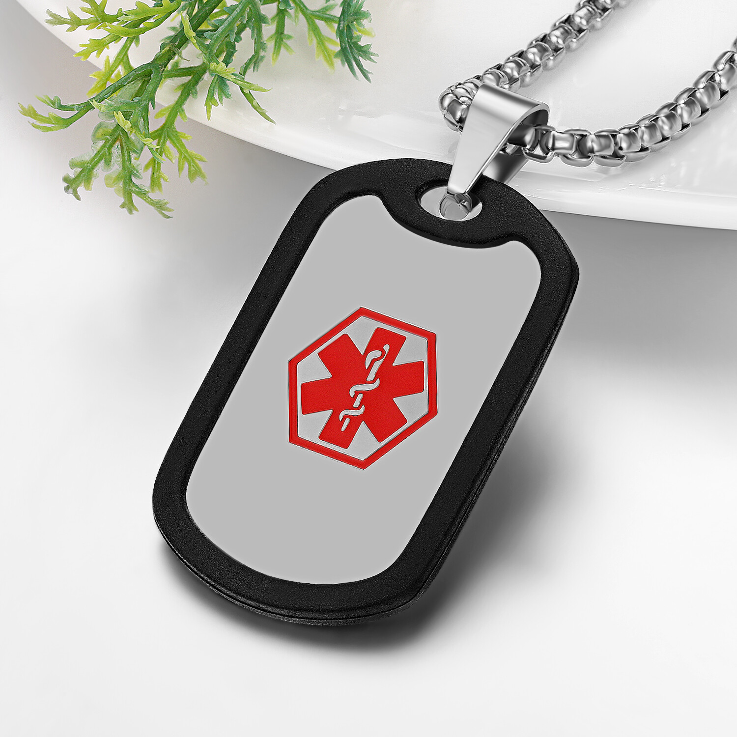Men Women Medical Alert ID Dog Tag Pendant Chain Necklace Stainless Steel