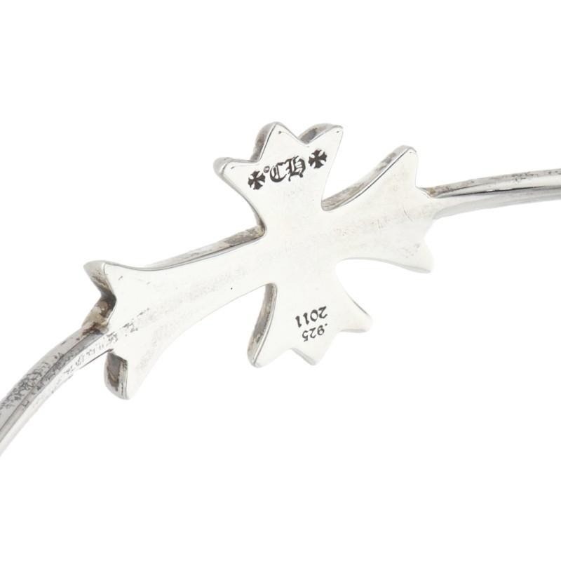 CHROME HEARTS Skinny Tiny CH Cross Pave Diamond Silver Bracelet Aftermarket #224