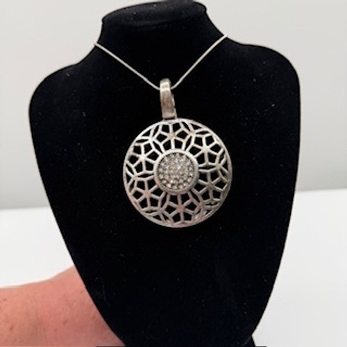 Premier Designs Reversable Pendant: Silver & Bronze Rhinestone