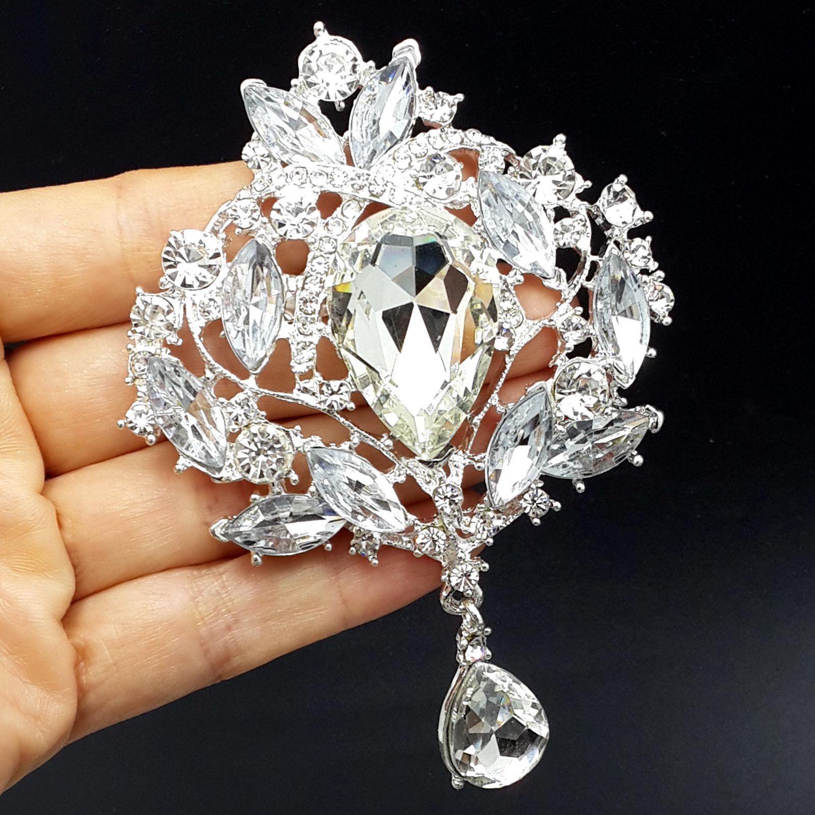 Lot 30pc Mixed Sliver Rhinestone Crystal Brooches Pin DIY Wedding Bridal Bouquet