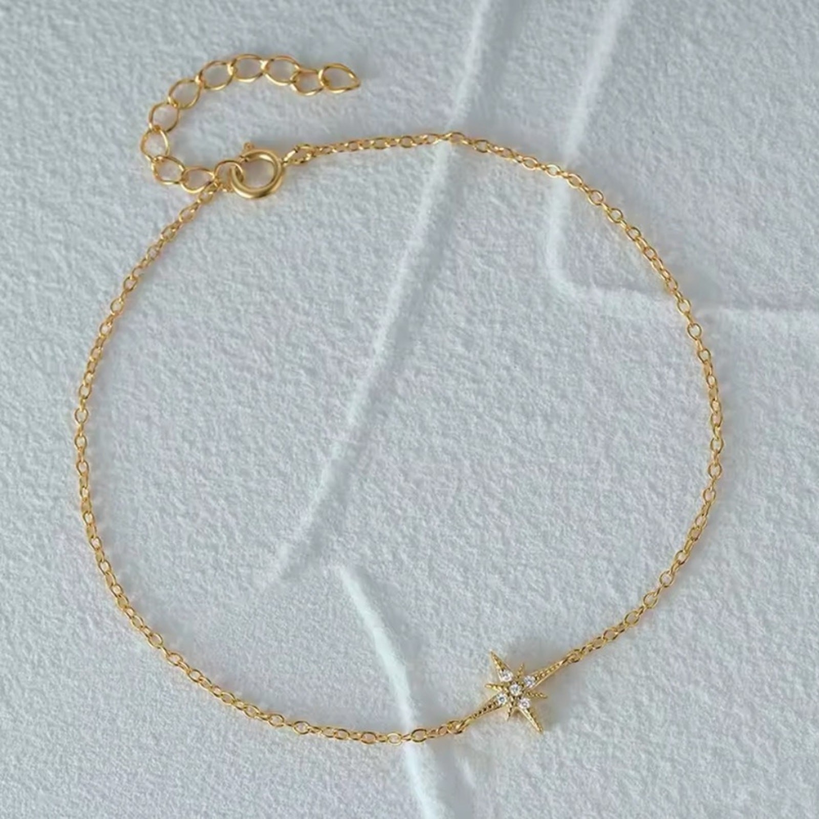 925 Sterling Silver North Star Bracelet, 14K Gold Celestial Bracelet,