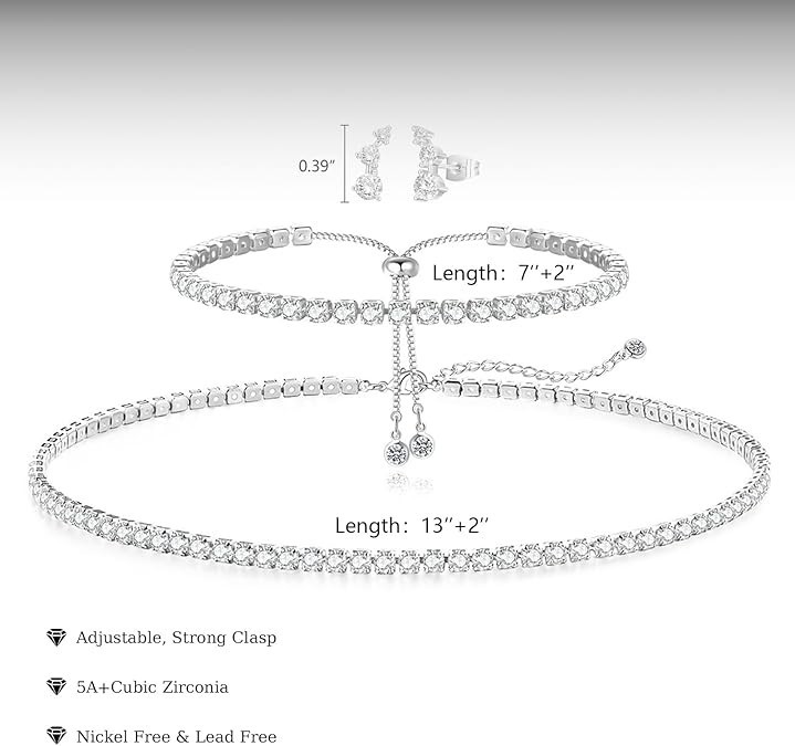 Tennis Necklace Bracelet Dainty Sterling Sliver NOT DAMAGED OR BROKEN