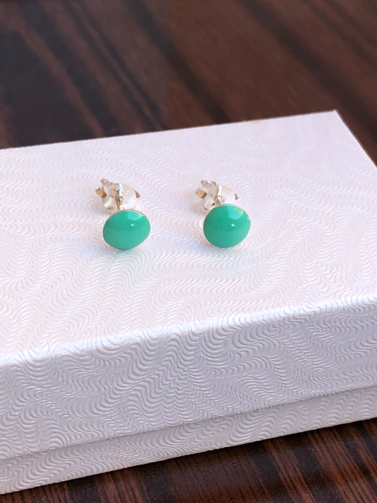 925 Sterling Silver Round Turquoise Stud Earrings 5.8mm