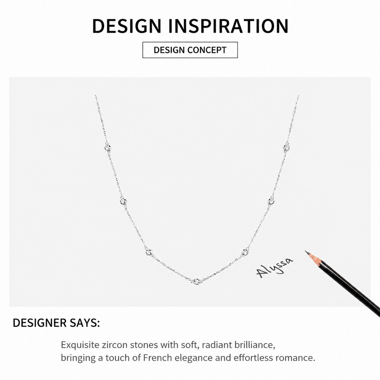 925 Sterling Silver CZ Bezel Station Chain Necklace Dainty for Women