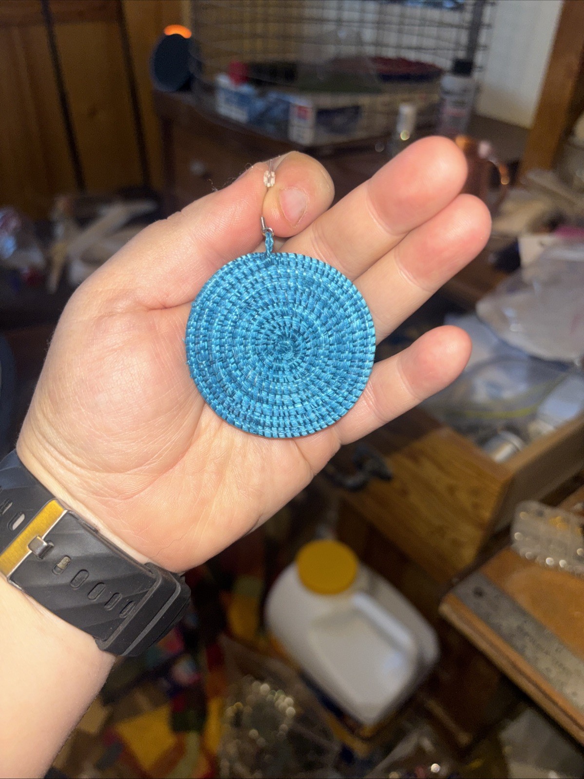 Rowanda Woven Sisal Disc Earrings