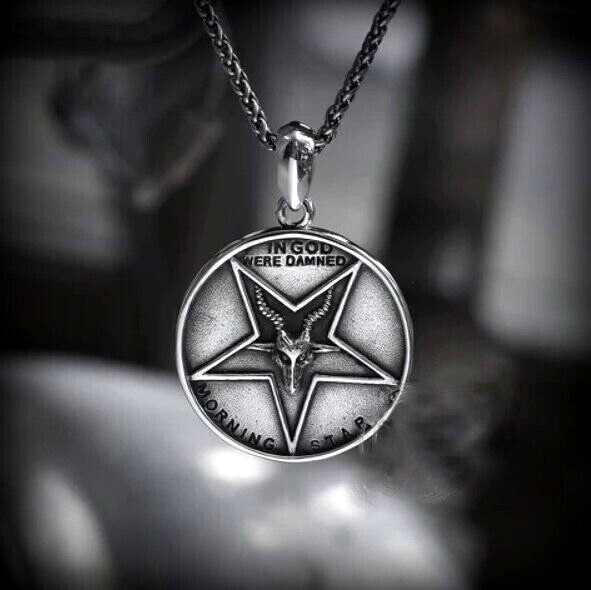 Sigil of Baphomet Pentagram Necklace Church of Satan Medallion Goat Devil Occult