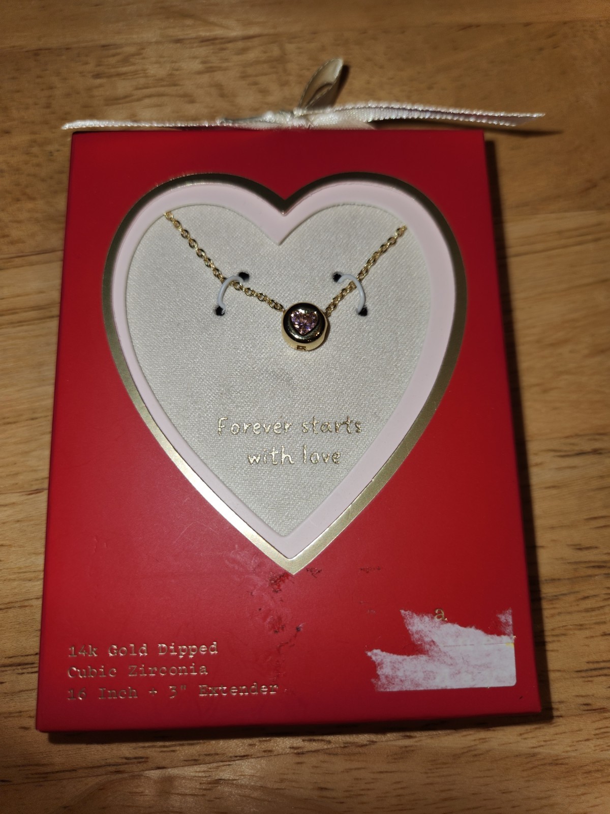 A New Day 14k Gold Dipped Cubic Zirconia Heart Necklace, 16in + 3in Extender