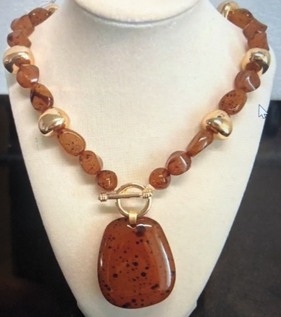 NWT Womens African Tribal Style Collar Necklace 20” Faux Amber + Free GiftBox$89