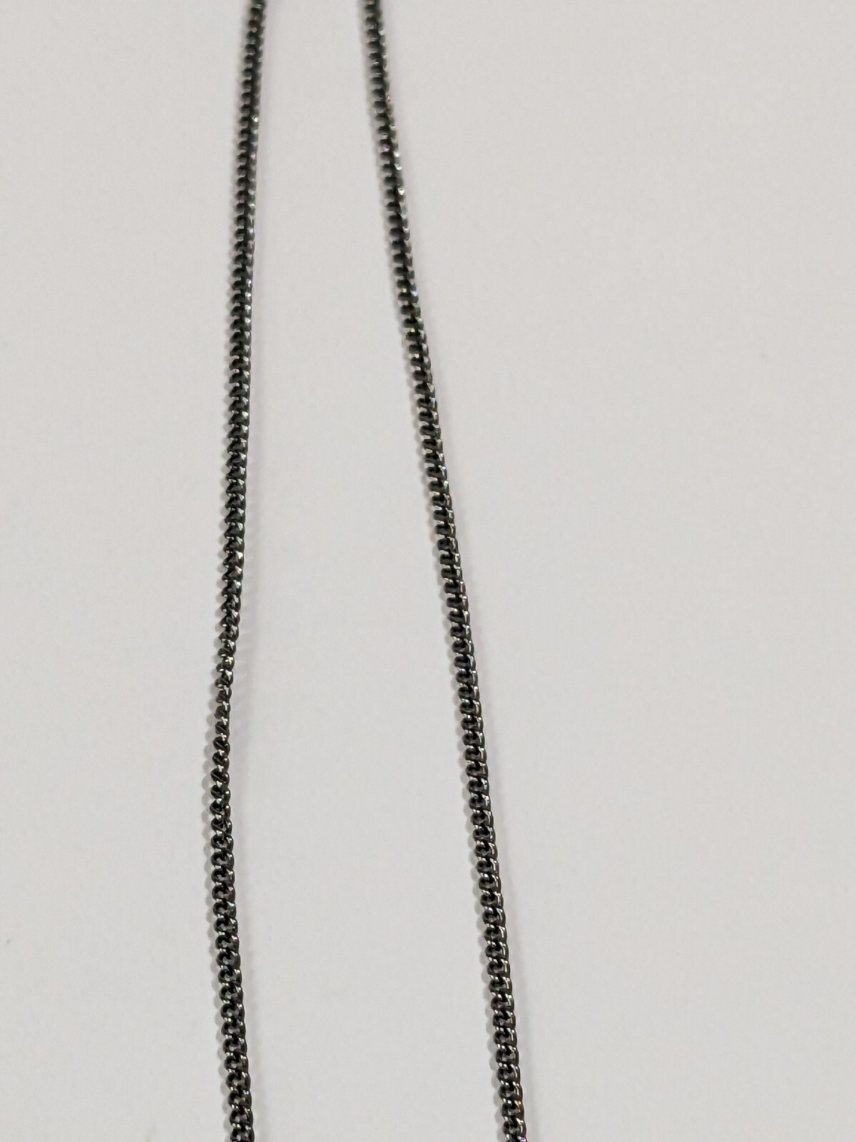 JLO Gun Metal Gray Y Drop Pendant Necklace With Black Acrylic Faceted Beads. 15″