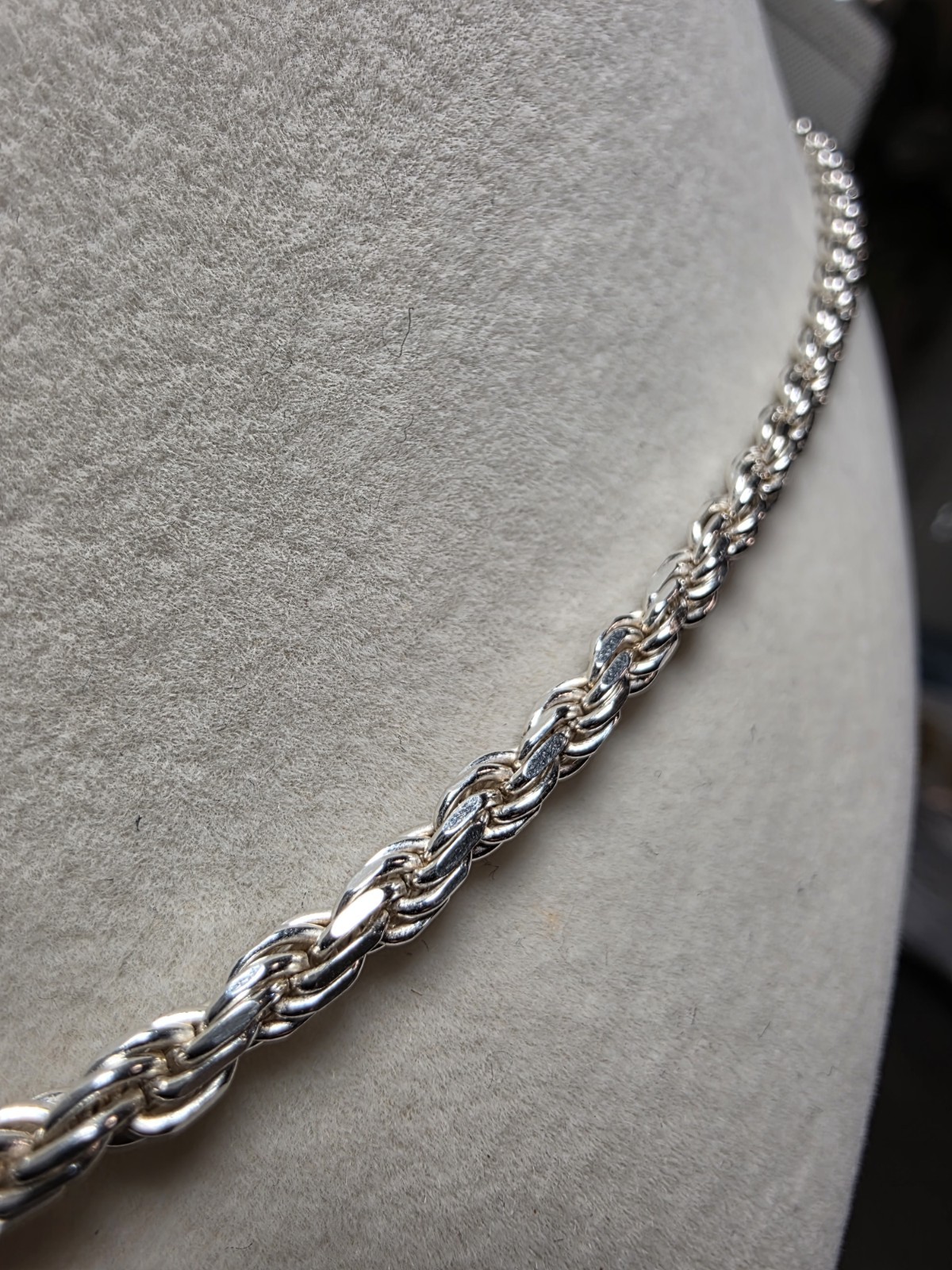 24″ 3.5mm Rope Chain 22.42g Solid 925 Sterling Silver w/ Lobster Clasp