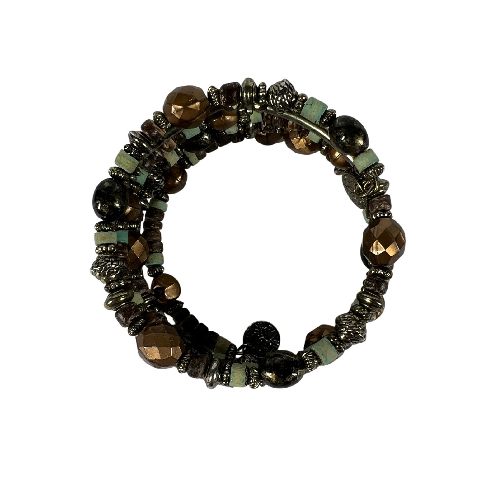 Womens Contemporary Multi Strand Beaded Stretch Wrap Bracelet Earth Tone Boho