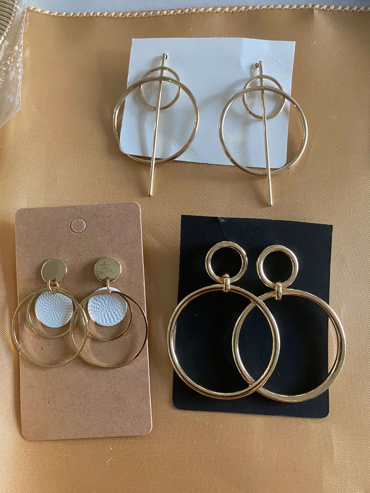 3 Pair Gold Hoop Earrings