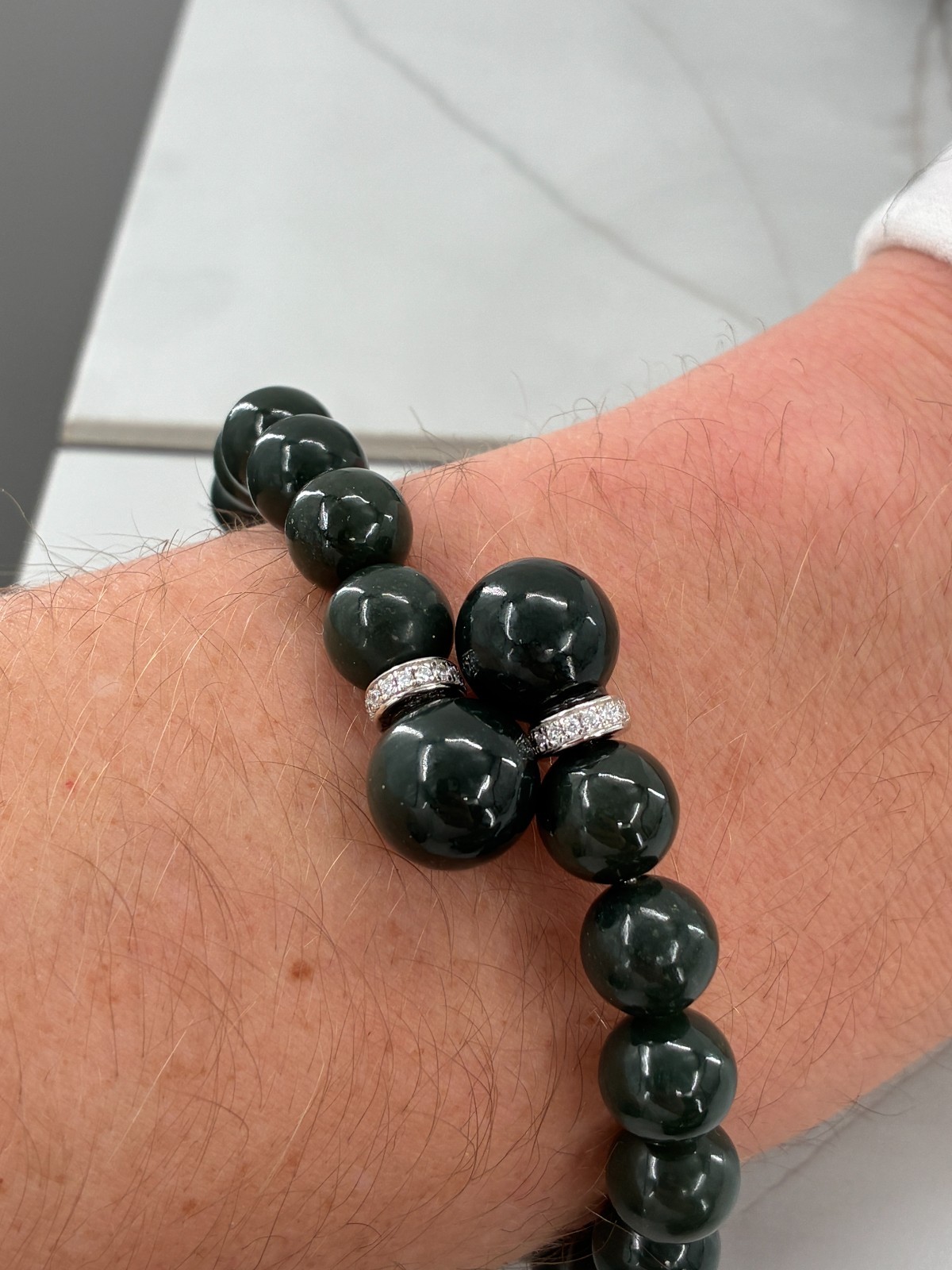 Nephrite Jade of Yesteryear Bypass Bracelet CZ Pave Stones Sterling Stella Chow