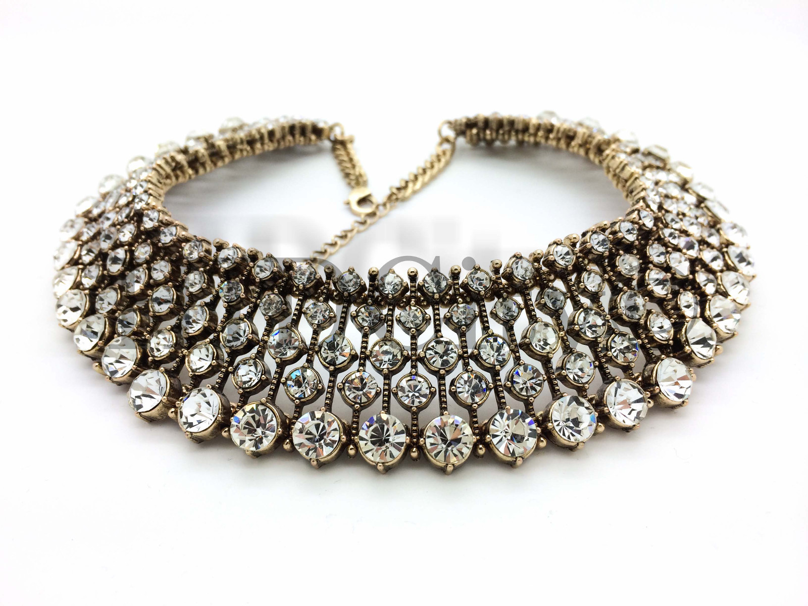 Vintage Beaded Crystal Chunky Statement Necklace USA SELLER