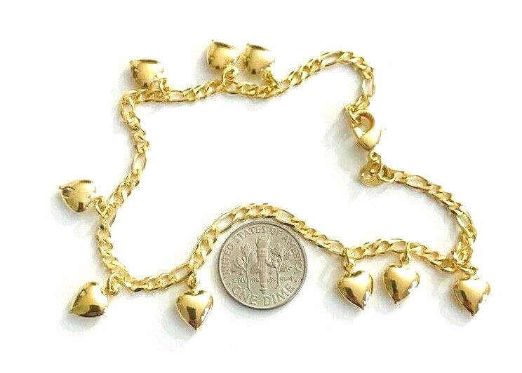 18K GOLD FILLED HEART LOVE ANKLET 10″ / TOBILLERA DE CORAZON 10″ – A15