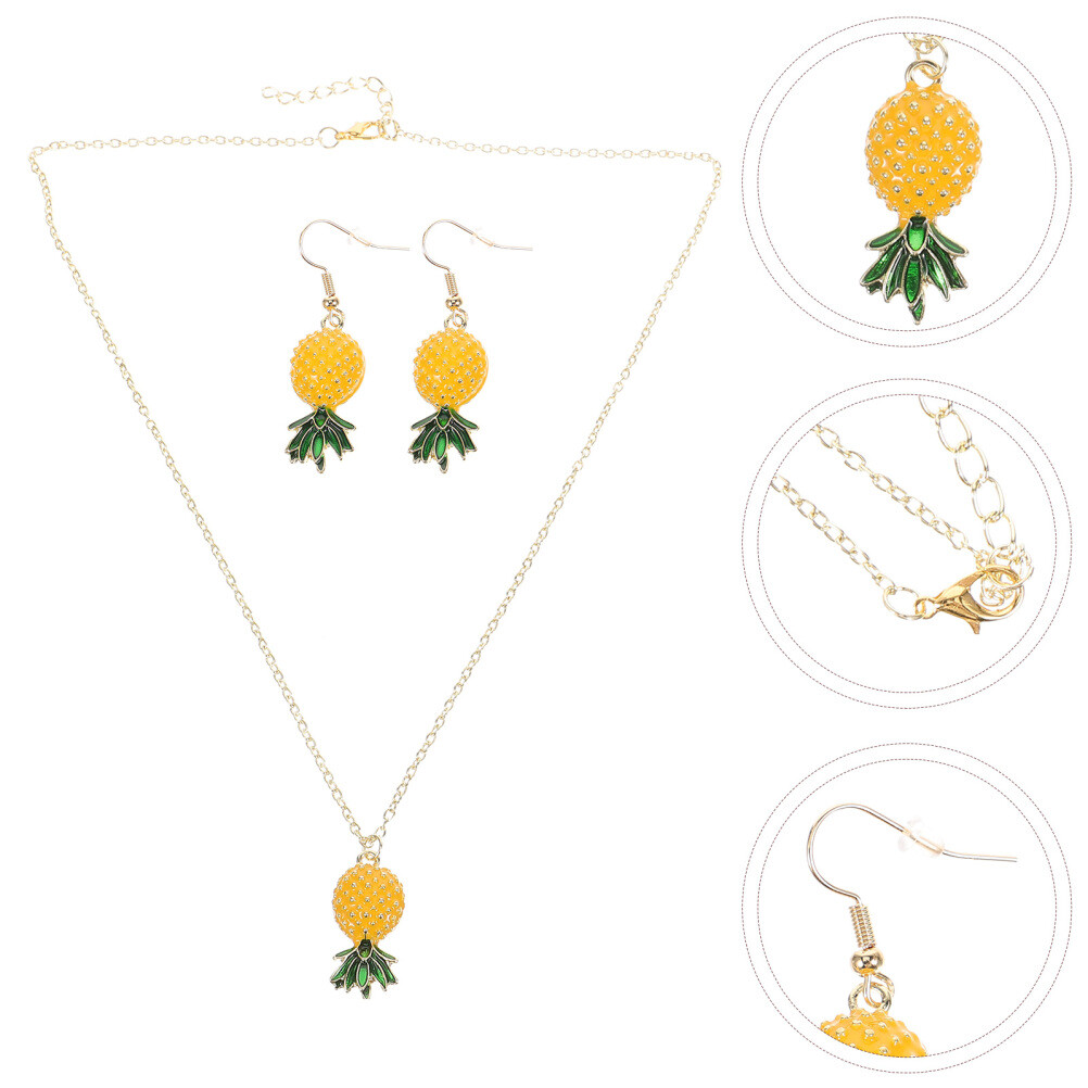 Pineapple Earrings for Women Upside down Jewelry Necklace Collection Travel