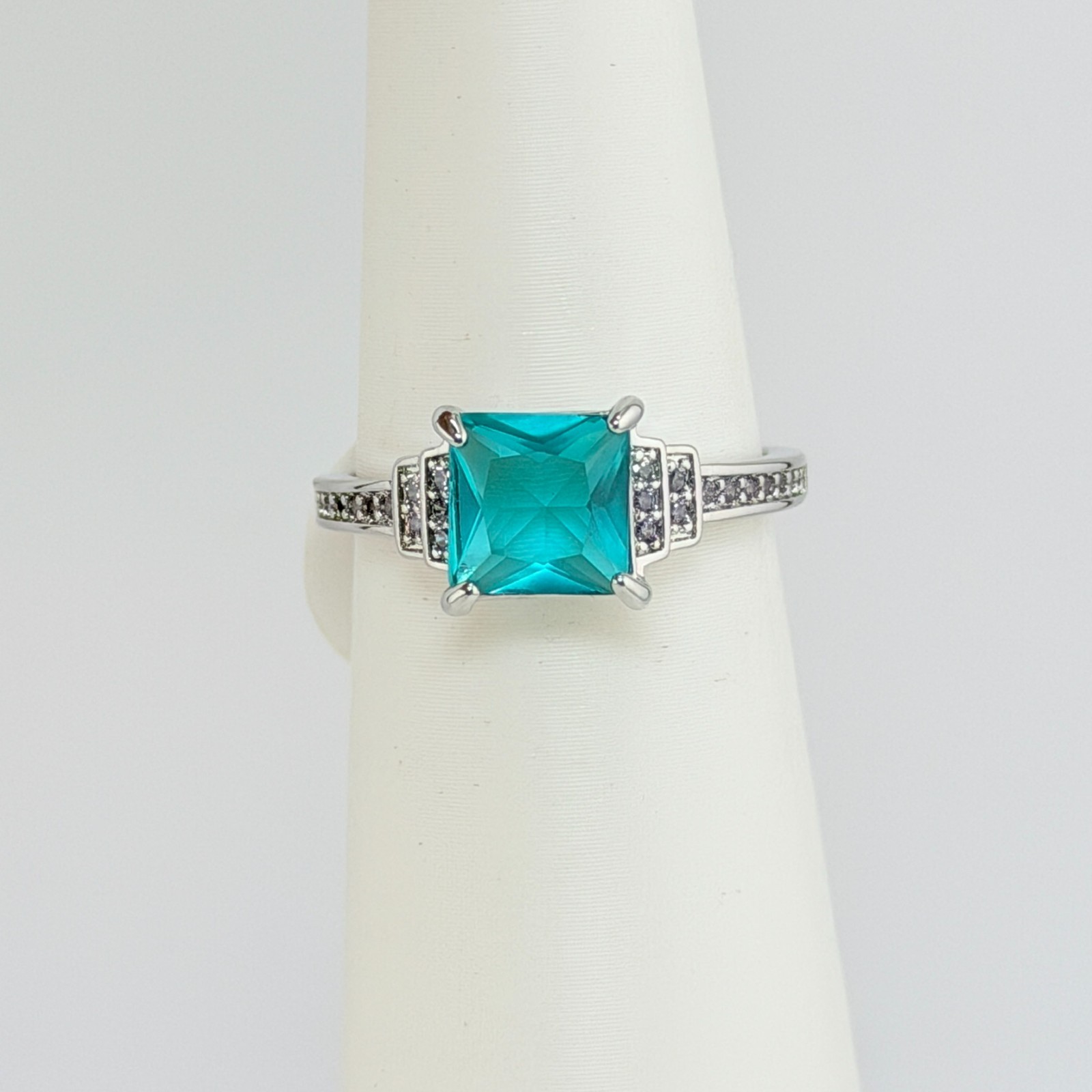 Bomb Party Sz 7 “A Song of Love” RBP2152 RETRO Dark Aquamarine Rhodium