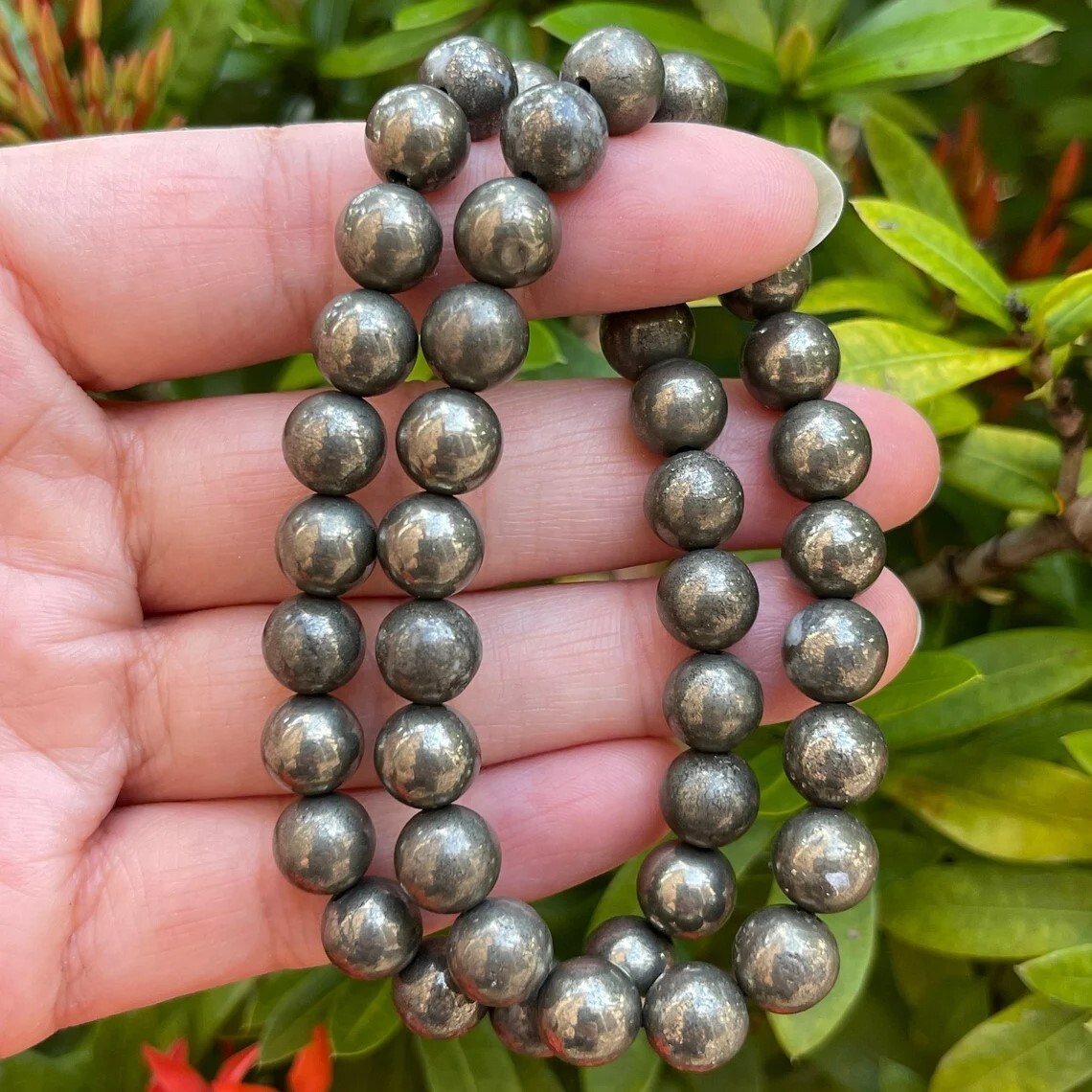 Pyrite Stone Stretch Bracelet Protection Prayer Beaded Bracelet Fashion Gift