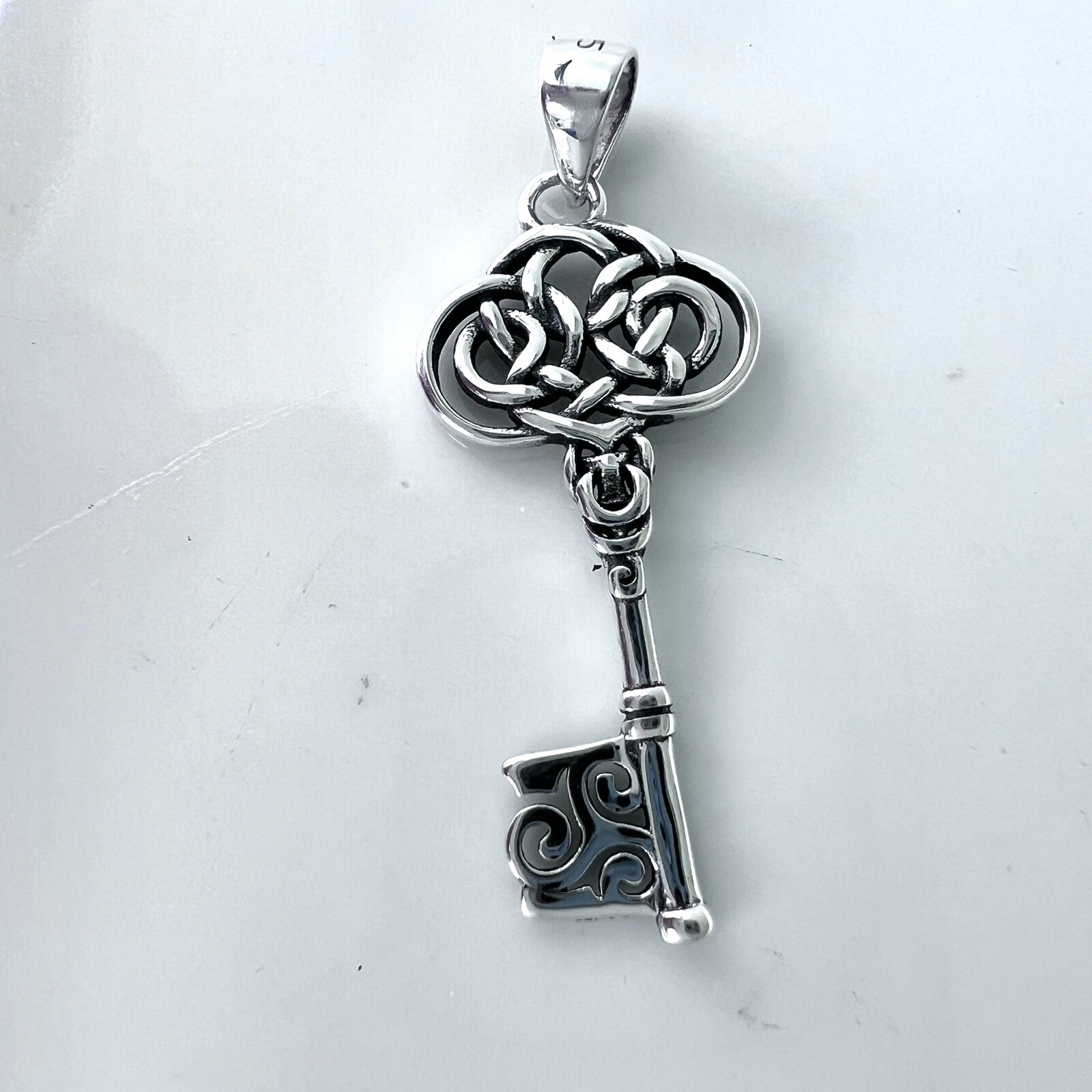 Sterling Silver Celtic Key Pendant 925 Sterling Celtic Knot Key Charm