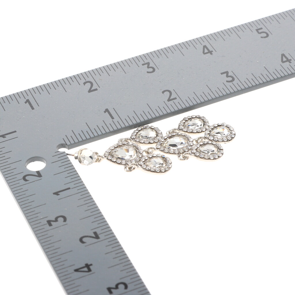 Silver Tone Metal Crystal Rhinestone Chandelier Post Earrings ER2601-SCL