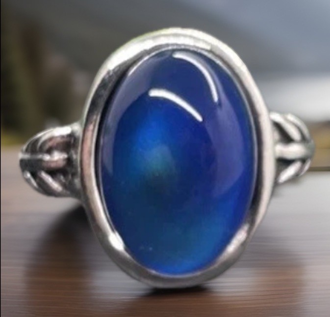 Silver-tone Mood Ring Color Change And Chart Size 10 New Free Ship C441