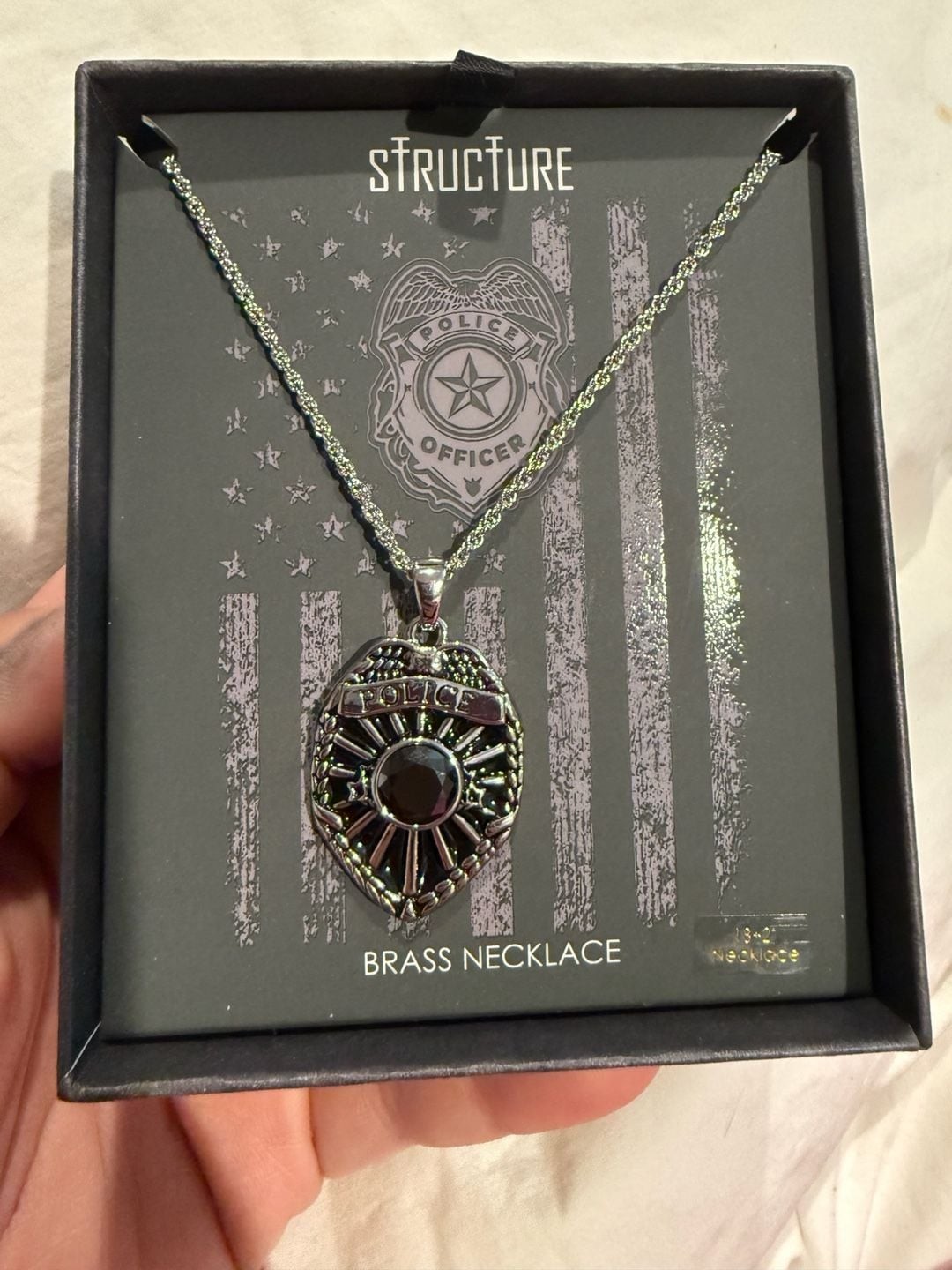 Structure Police Officer Shield Pendant Brass Necklace BNWT unisex