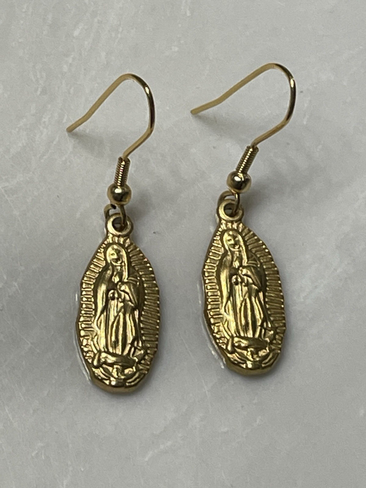 Our Lady Of Guadalupe Virgin Mary Gold Earrings Stainless Religious Jewelry NEW