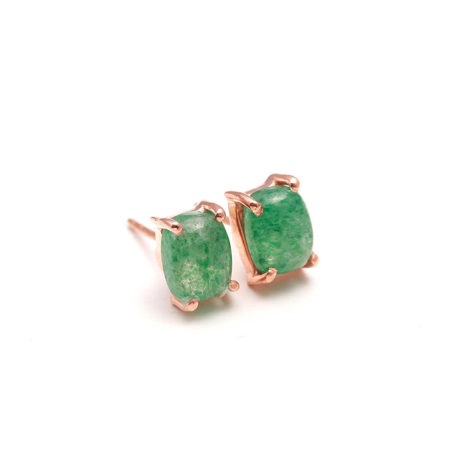 Green Strawberry Cushion Stud Earring Rose Gold Fill 925Sterling Silver Jewelry