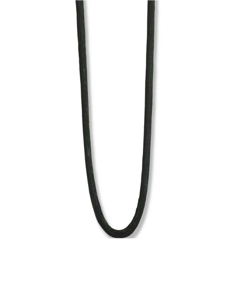 Smooth Soft Black Silk Satin Cord Chain Necklace Sterling Silver Lobster Clasp