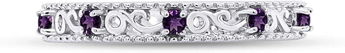 3.25MM Stackable Ring Round Cut Simulated Birthstone White 925 Sterling Silver