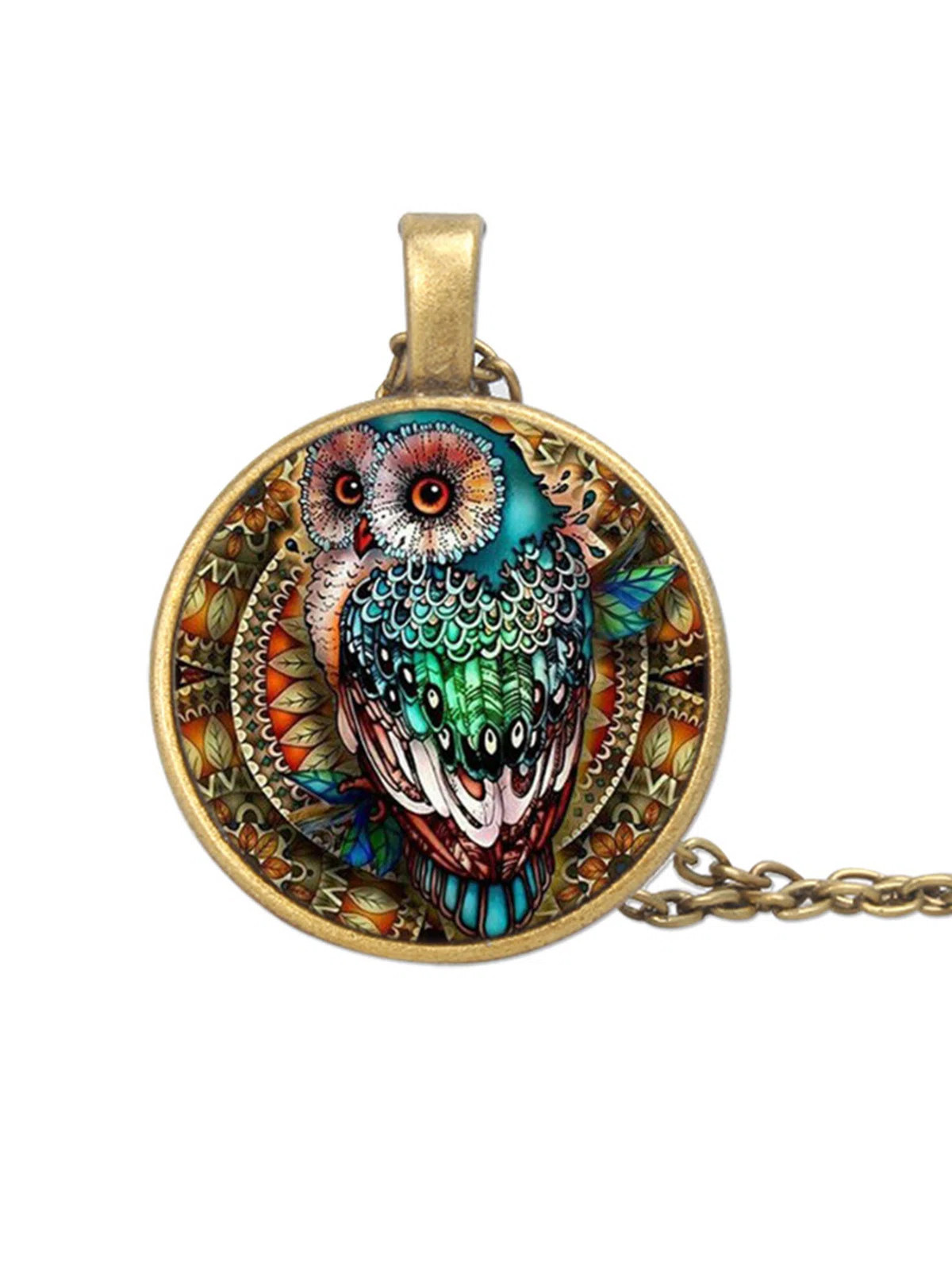 Handcrafted ~ Multi-colored OWL ~ Bronze Hardware ~ Alloy ~ 10.75″ Long Necklace