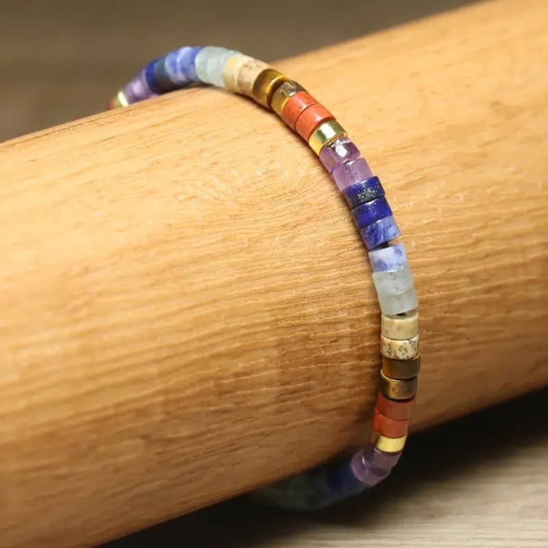 Natural Stone Chakra Bracelet Handmade Braided Boho Meditation Jewelry Women