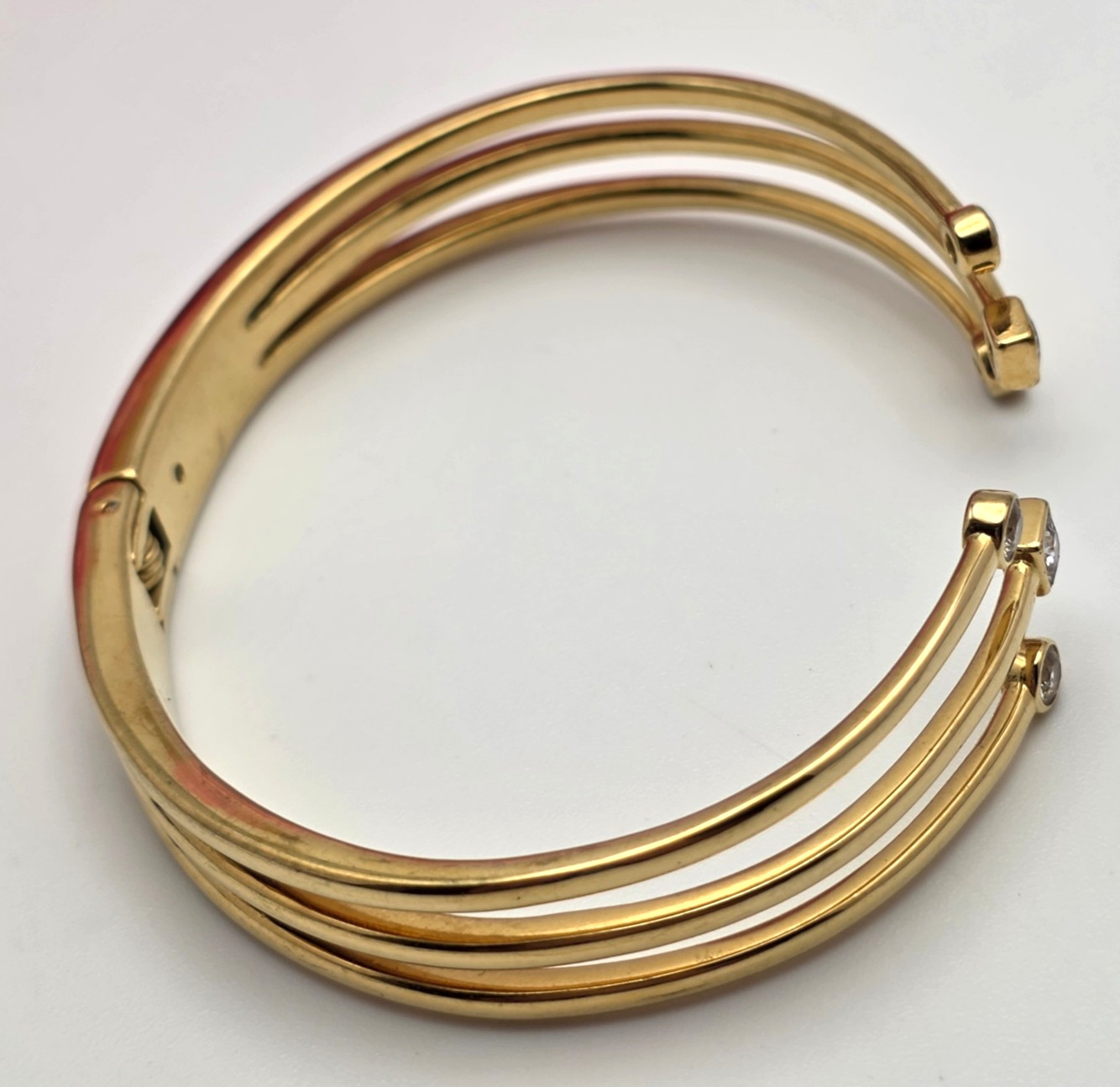 Michael Kors CZ Open Cuff Bracelet Triple Row Gold Tone 6.5 In