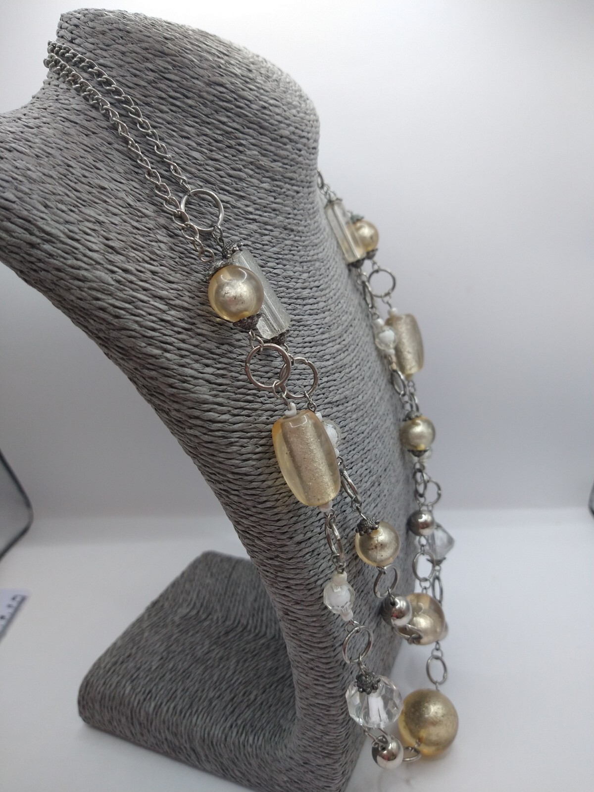 Necklace y2k metal glass silver tone retro Christmas Cottagecore Statement