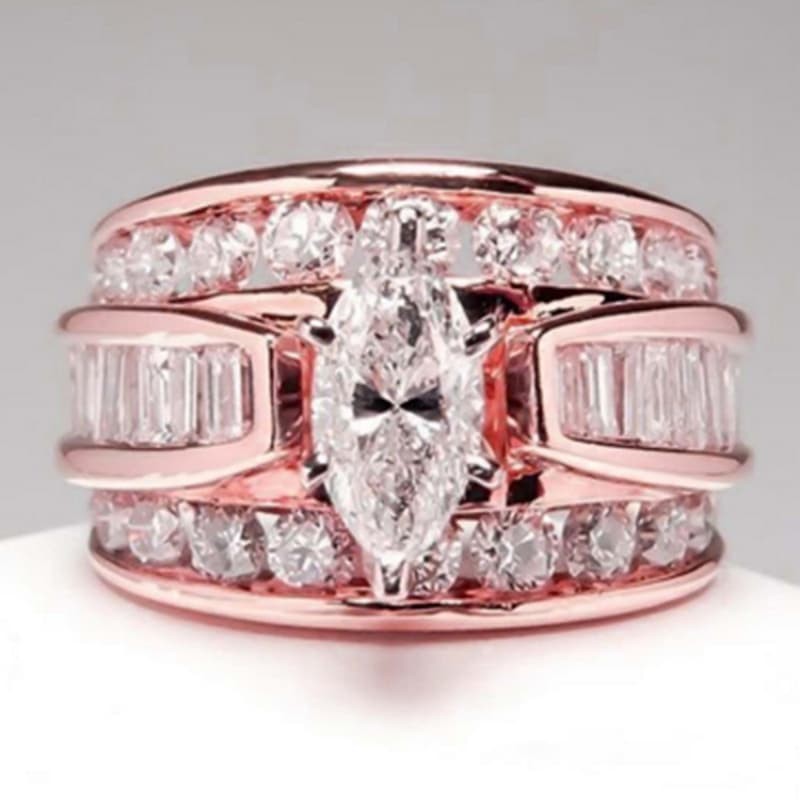 Cubic Zirconia Ring Marquise Cut Finger-Ring Wedding Ring Women Engagement Rings