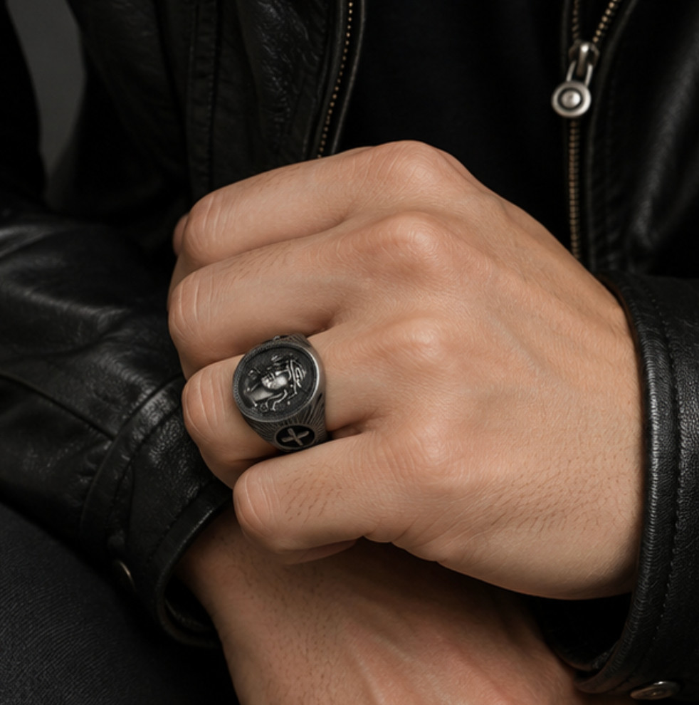 Jesus Christ Cross Ring Men’s Christian Religious Signet Faith Jewelry Gift