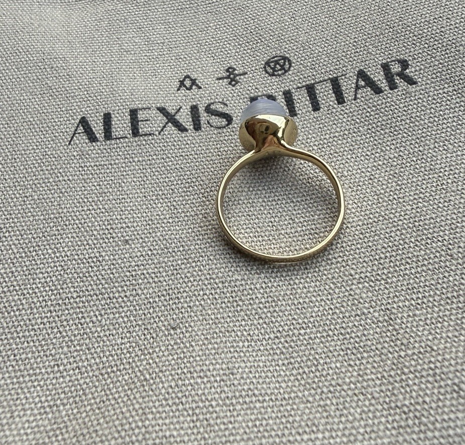 100% Authentic Alexis Bittar Blue Iridescent Lucite Sphere Ring